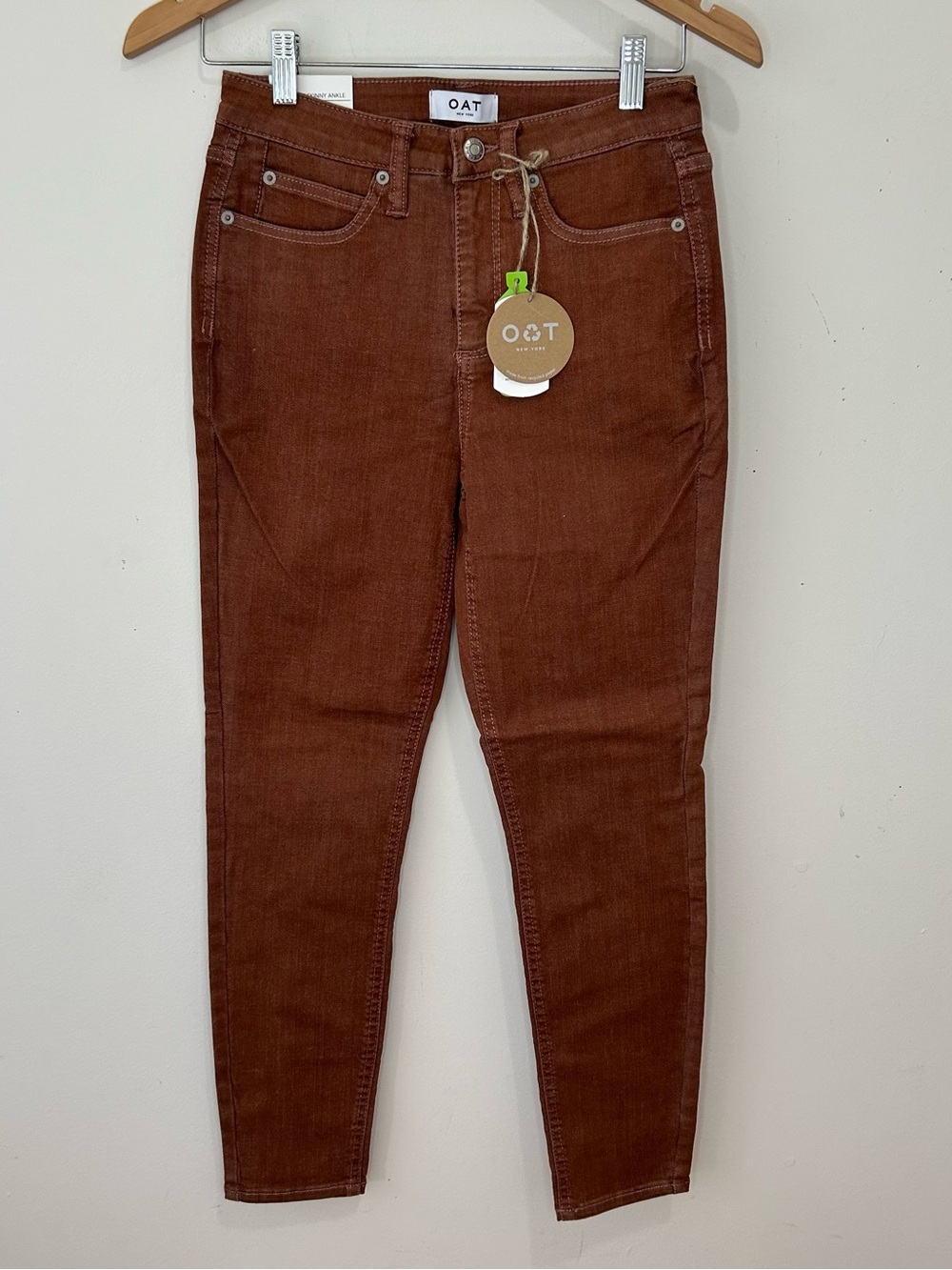 NWT OAT New York Women’s Brown High Rise Skinny Ankle Cropped Jeans Size 26 US 2